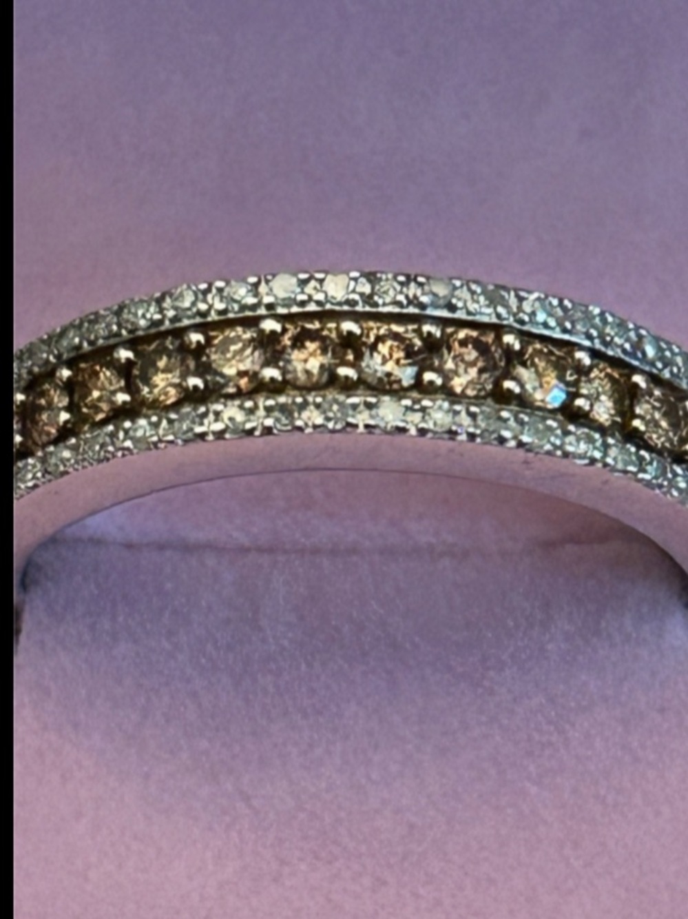 Champagne & White Diamond-Accent Pavé Band Mens or Women’s Ring Sz10 - Picture 3 of 16